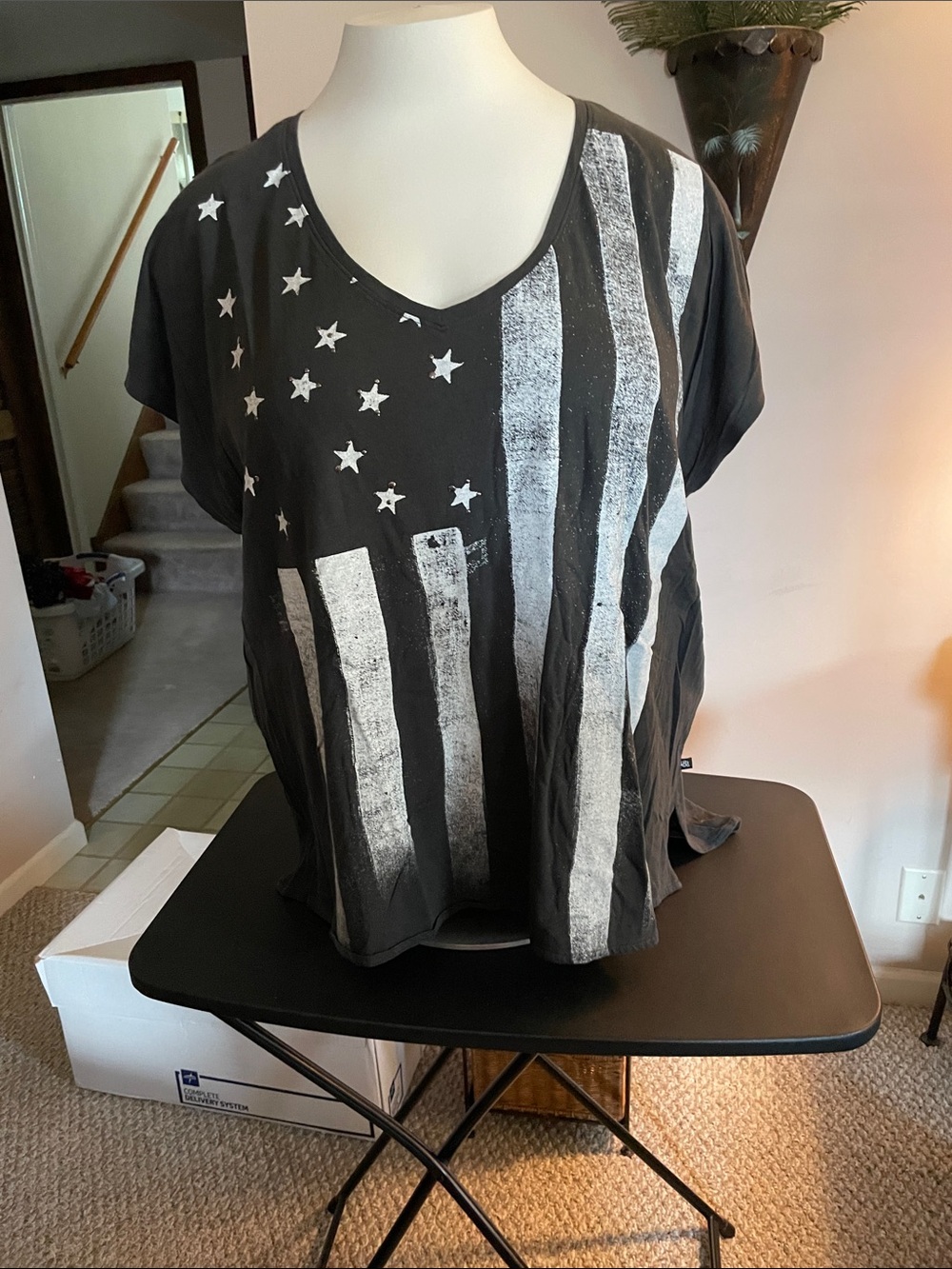 Rock & Republic Black Graphic Flag Tee